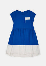 女の子用半袖ワンピース サステナブル子供服 ブルー