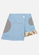 Girls Frill Hem Light Blue Denim Skort Japanese Children Clothing Owa Yurika
