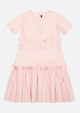 Girls Short Sleeve Pink Summer Tiered Dress Japanese Children Clothing Owa Yurika