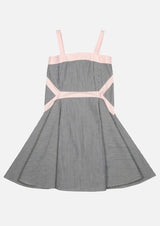 Girls Summer Stripe Denim Dress Japanese Luxury Children Clothing Owa Yurika