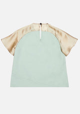Girls champaign frill short sleeve mint green wrap top Japanese Children Clothing Owa Yurika