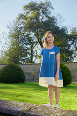 女の子用半袖ワンピース サステナブル子供服 ブルー