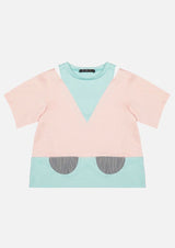 Girls Cotton Open Shoulder Pink Mint Green Short Sleeve T-shirt Japanese Children Tops Owa Yurika