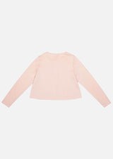 Girls pink cotton cardigan with stripe denim pocket Japanese Luxury Children Jacket Owa yurika