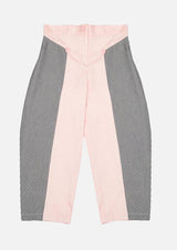 Girls navy stripe denim panel pink cotton wide trouser Japanese Children Clothing Owa Yurika