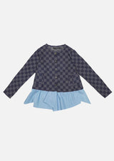 Children frill hem check denim jacket Owa Yurika Japanese Luxury Brand