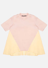 Girls yellow side and back frill pink short sleeve T-shirt Children Tops Owa Yurika Japanese Luxury Brand