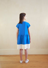 女の子用半袖ワンピース サステナブル子供服 ブルー