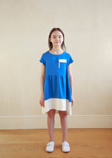 女の子用半袖ワンピース サステナブル子供服 ブルー