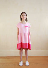 女の子用半袖ワンピース サステナブル子供服 ピンク