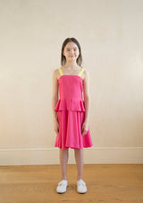 女の子 夏用ピンクワンピース