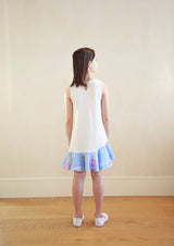 サステナブル子供服 ノースリーブ夏用ワンピース 白 海プリント