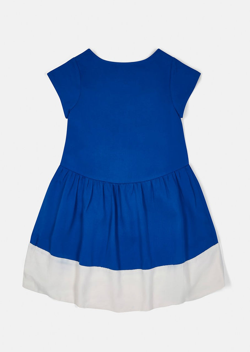 女の子用半袖ワンピース サステナブル子供服　ブルー