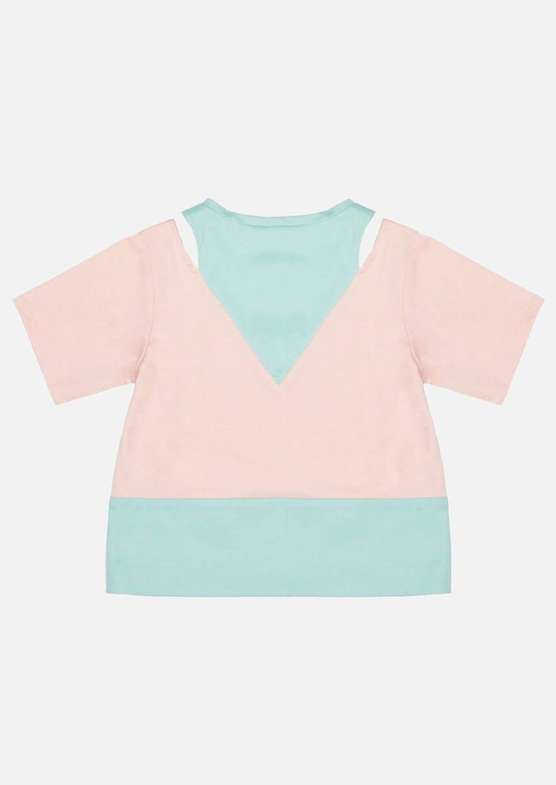 Girls Cotton Open Shoulder Pink Mint Green Short Sleeve T-shirt Japanese Children Tops Owa Yurika