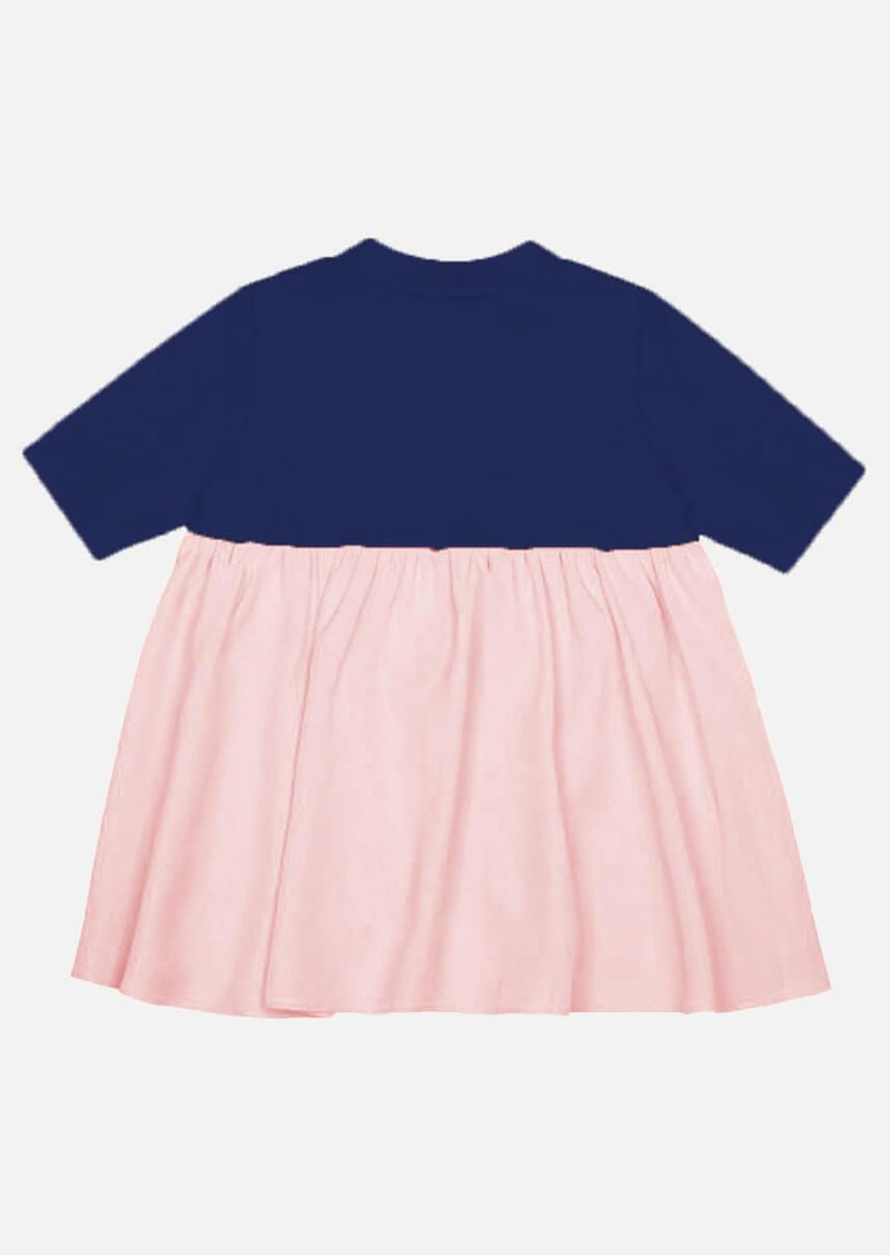 Girls pink side and back frill short sleeve navy T-shirt Children Tops Owa Yurika Japanese Luxury Brand