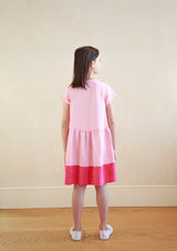 女の子用半袖ワンピース サステナブル子供服　ピンク