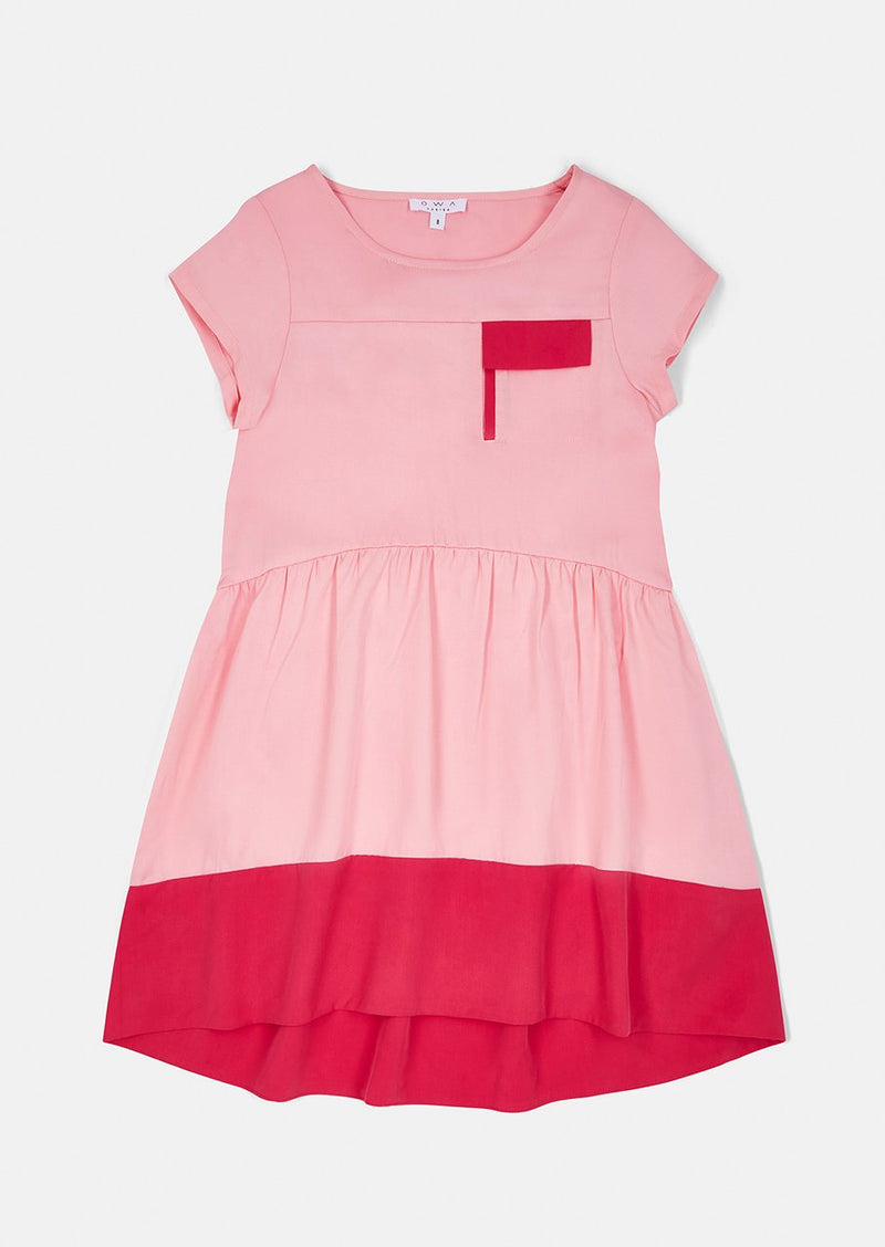 女の子用半袖ワンピース サステナブル子供服　ピンク